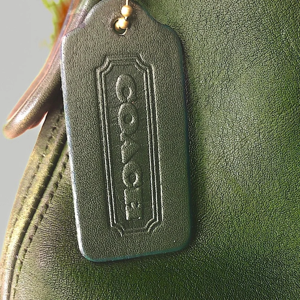 COACH Bottle Green Glove Tanned Leather Duffle Sac XL Bucket Bag 9085 USA COA